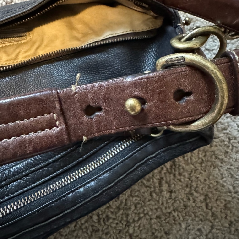 Coach Rare Dark Brown and Black Leather Convertible Shoulder Bag - Picture 14 of 14